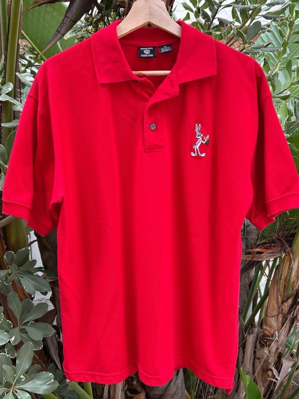 Vintage 1996 Warner Bros Studio Store Bugs Bunny Embroidered Red Polo Mens M